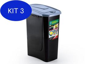 Kit 3 Lixeira Plástica Ecofacil 15 Litros Com Tampa Arthi