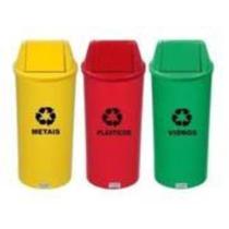 Kit 3 Lixeiras 22L Coleta Seletiva Plástico Tvv AMAREL0 VERMELHO VERDE