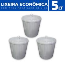Kit 3 Lixeiras Cesto de Lixo Anel Porta Saco Plástico 5 LT Kit 3 Lixeiras Cesto de Lixo Anel Porta Saco Plástico 5 LT