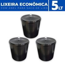 Kit 3 Lixeiras Cesto de Lixo Anel Porta Saco Plástico 5 LT
