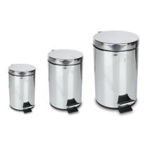 Kit 3 Lixeiras de Inox com Tampa e Pedal