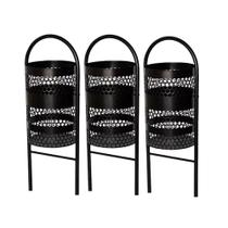 Kit 3 Lixeiras Redondas 40L Tela de Moeda Metal para Pátios e Parques Santa Edwirges