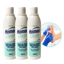 Kit 3 Loção de Limpeza Emoliente Mãos e Pés Homeo Clean Podologia Nobrevie 250ml