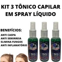 Kit 3 Loção Spray Anti Caspa E Queda Fortalece Bulbo Capilar