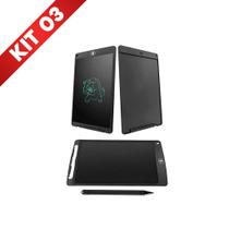 Kit 3 Lousa Tablet Infantil Mágica deTela Lcd Escreve e Desenha Menina e Menino Brinquedo 10 Polegadas