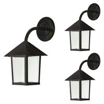 Kit 3 Luminária Arandela Colonial Externa Quadrada De Parede Preto Retrô Rústica Kit 3 Luminária Arandela Colonial Externa Quadrada De Parede Preto Retrô Rústica