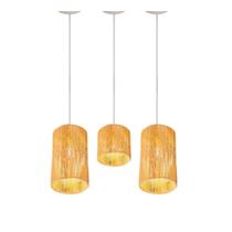 Kit 3 Luminaria Balcao Cozinha Rustica Retro Sisal Cupula Rustica