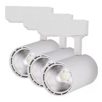 Kit 3 Luminária Branca Trilho Spot Led 10W 3500K Branco Quente Kit 3 Luminária Branca Trilho Spot Led 10W 3500K Branco Quente