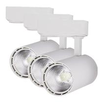 Kit 3 Luminária Branca Trilho Spot Led 7W 3500K Branco Quente