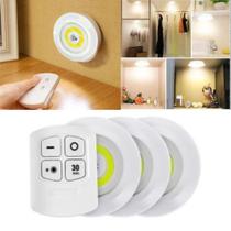 Kit 3 Luminaria Controle Remoto Led Spot Lampada Sem Fio Fácil Instalação Teto Parede Armários - DS
