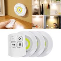Kit 3 Luminaria Controle Remoto Led Spot Lampada Sem Fio Pilhas Fácil Instalação Teto Parede Armários SMD
