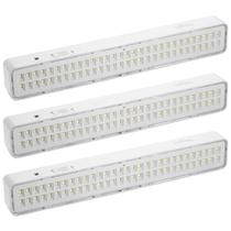 Kit 3 Luminaria De Emergência Luzes Emergencial Bivolt 127v 220v 60 Leds 6500k 4w Residencial Empresarial