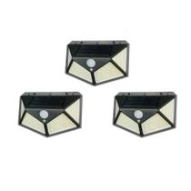 Kit 3 Luminária Energia Solar Parede 100 Led Sensor Presença