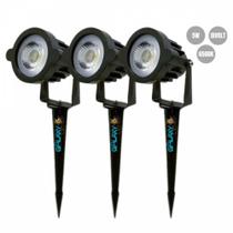 Kit 3 luminaria espeto jardim 5w 6500k biv prova dagua galaxy