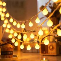 Kit 3 Luminária Fio De Led Cordão Guirlanda 3M 20 Bolas Luz Amarelo Decoração Para Festa Nata Kit 3 Luminária Fio De Led Cordão Guirlanda 3M 20 Bolas Luz Amarelo Decoração Para Festa Nata