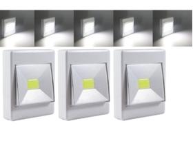 KIT 3 Luminária Led 3w Switch Light Luz Emergência Portátil Pilha - Coisaria