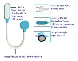 Kit 3 Luminária Led Touch Haste Flexível Maquina Costura
