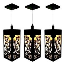 Kit 3 Luminaria Lustre Pendente De Teto Flores Mdf 3mm 30x12 Preto Kit 3 Luminaria Lustre Pendente De Teto Flores Mdf 3mm 30x12 Preto