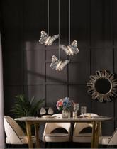 kit 3 Luminária Lustre Pendente Led Borboleta Gold Bivolt Moderno 5w