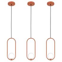 Kit 3 Luminária Lustre Pendente Teto Arco Globo Lavabo Cobre