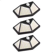 Kit 3 Luminária Luz Solar Jardim Piscina Sensor Movimento