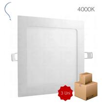 Kit 3 Luminaria Painel Plafon LED 12w Quadrada Embutir 4000K