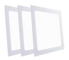 Kit 3 Luminaria Painel Plafon Led Embutir Quadrada 18w 22x22