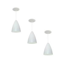 Kit 3 Luminária Pendente Bala Nova Com Interior Branco Brilho Com Fiação 110/220v