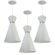 Kit 3 Luminária Pendente Berlim Interior Branco Brilho Fiação 110/220v