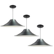 Kit 3 Luminária Pendente Chapéu Chinês Com Interior Branco Brilho Com Fiação 110/220v