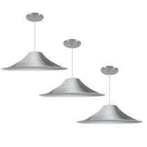 Kit 3 Luminária Pendente Chapéu Chinês Com Interior Branco Brilho Com Fiação 110/220v