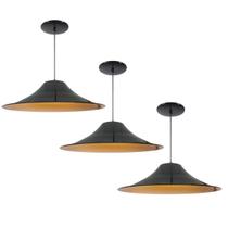Kit 3 Luminária Pendente Chapéu Chinês Com Interior Cobre Com Fiação 110/220v Kit 3 Luminária Pendente Chapéu Chinês Com Interior Cobre Com Fiação 110/220v