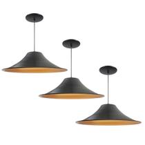 Kit 3 Luminária Pendente Chapéu Chinês Com Interior Cobre Com Fiação 110/220v Kit 3 Luminária Pendente Chapéu Chinês Com Interior Cobre Com Fiação 110/220v