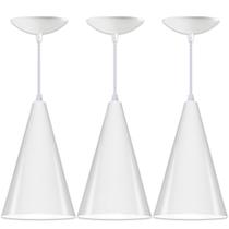 Kit 3 Luminária Pendente Cone Branco
