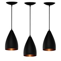 Kit 3 Luminaria Pendente De Teto Vegas Alumínio Preto/cobre - MKAE Iluminação