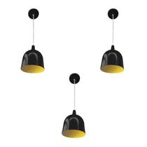 Kit 3 Luminária Pendente Gota Com Interior Amarelo Com Fiação 110/220v Kit 3 Luminária Pendente Gota Com Interior Amarelo Com Fiação 110/220v
