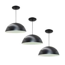 Kit 3 Luminária Pendente Meia Lua 34cm Com Interior Branco Brilho Com Fiação 110/220v