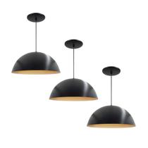 Kit 3 Luminária Pendente Meia Lua 40cm Interior Cobre Fiação 110/220v Kit 3 Luminária Pendente Meia Lua 40cm Interior Cobre Fiação 110/220v