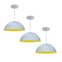 Kit 3 Luminária Pendente Meia Lua 50cm Interior Amarelo Com Fiação 110/220v