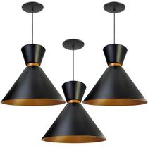 Kit 3 Luminária Pendente Pequim Com Interior Cobre Com Fiação 110/220v Kit 3 Luminária Pendente Pequim Com Interior Cobre Com Fiação 110/220v