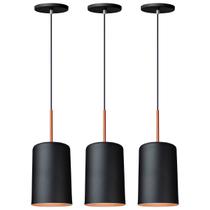 Kit 3 Luminária Pendente Veneza Preto