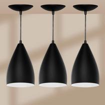 kit 3 luminaria Preto-fosco/Branco