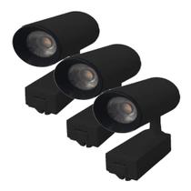 Kit 3 Luminária Preto Trilho Spot Led 10W 3500K Branco Quente Kit 3 Luminária Preto Trilho Spot Led 10W 3500K Branco Quente
