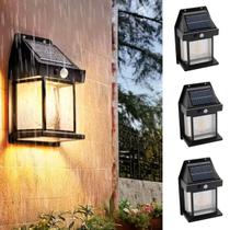 kit 3 Luminária Retrô Luz LED Externa Carregamento Solar A Prova D'agua Sensor de Luz Inteligente
