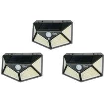Kit 3 Luminária Solar Parede 100 Led Iluminaria Solar Sol Kit 3 Luminária Solar Parede 100 Led Iluminaria Solar Sol