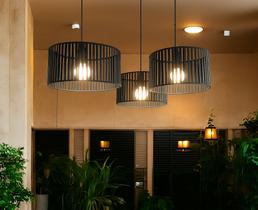 Kit 3 Luminárias Corda Náutica Preta Composição Pendente Cor Preto