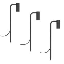 Kit 3 Luminárias De Chão Balizador Espeto Jardim Preto 50Cm