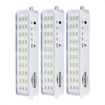 Kit 3 Luminárias De Emergência Blumenau 30 Leds Recarregável Bivolt