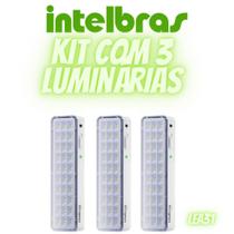 Kit 3 Luminárias De Emergência Intelbras Lea 31 Luz De Led Recarregável