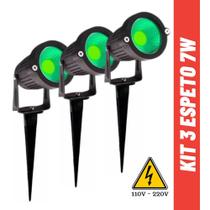 Kit 3 Luminárias Elétrica Espeto Jardim 7w Com Lâmpada Led - Brisa